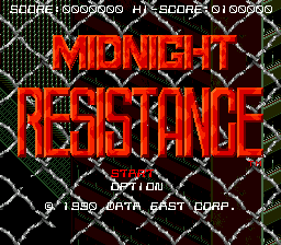 Midnight Resistance title screen for Sega Genesis